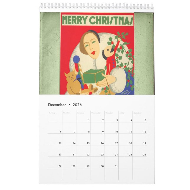 1930s Wall Calendar (Dec 2026)