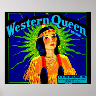1930s Western Queen orange crate label Poster