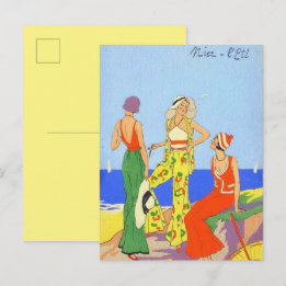 1930s Women in Fashionable Beach Pyjamas Postcard 
