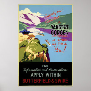 1930s Yangtze Gorges Cruise, China Poster Vintage
