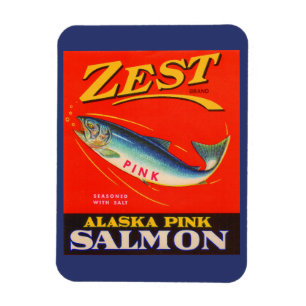 1930s Zest pink salmon can label Magnet