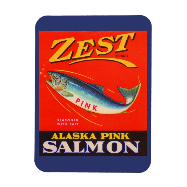 1930s Zest pink salmon can label Magnet (Vertical)