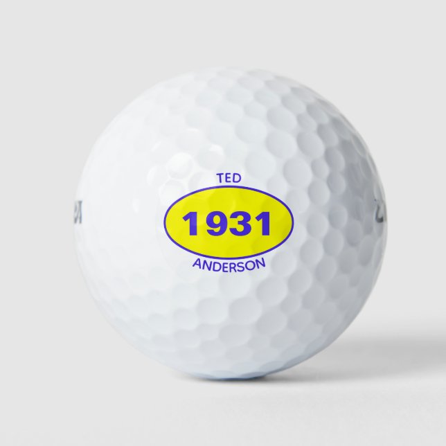 1931 90th Birthday Yellow Name Any Year Golf Balls (Front)