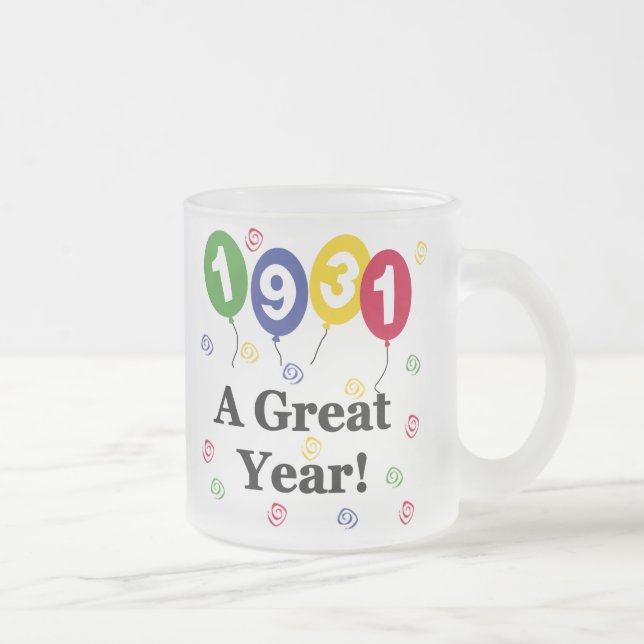 1931 A Great Year Birthday Frosted Glass Coffee Mug (Right)