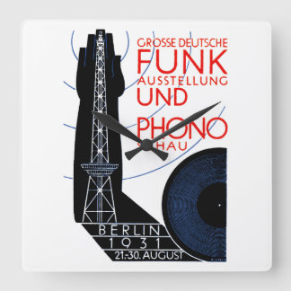 1931 German Radio and Music Expo Square Wall Clock