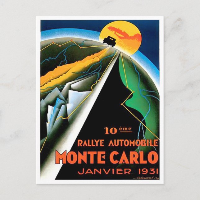 1931 Monte Carlo rally vintage racing Postcard (Front)