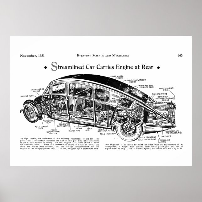 1931 Vintage mechanics classic car Burney Poster (Front)