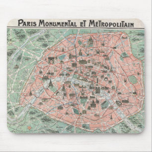 1932 Art Deco Map of Paris, France Mouse Mat