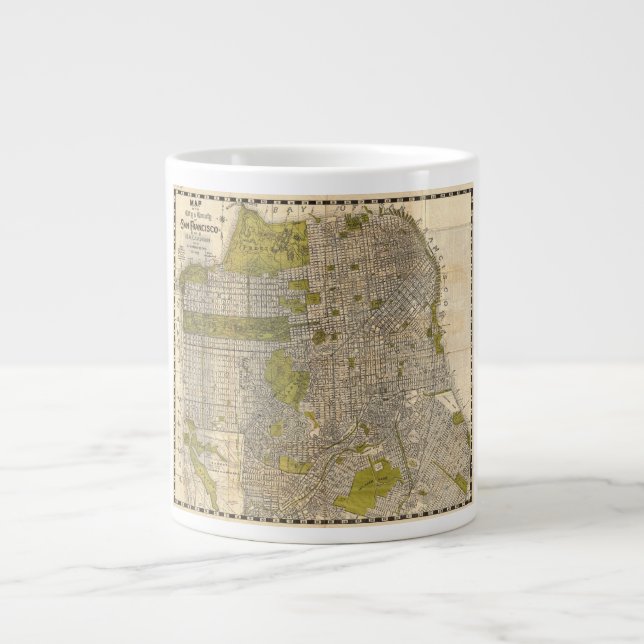 1932 Candrain Map of San Francisco California Large Coffee Mug (Front)