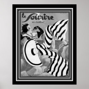 1933 Black and White Art Deco Le Sourire Poster