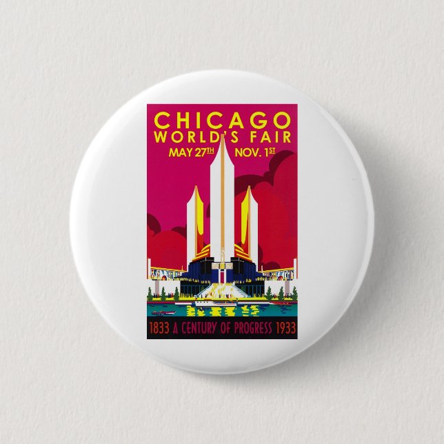 1933 Chicago World Fair 6 Cm Round Badge (Front)