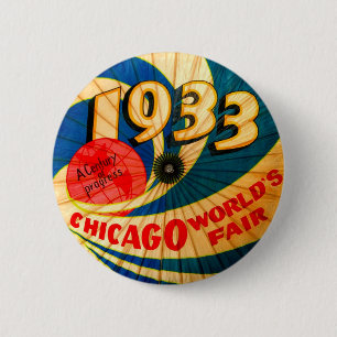 1933 Chicago Worlds Fair Souvenir Parasol 6 Cm Round Badge