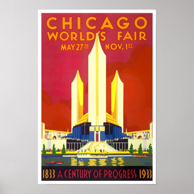 1933 Chicago World's Fair vintage travel poster (Front)