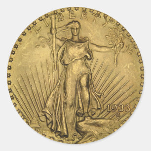 1933 Double Eagle Gold Coin Classic Round Sticker