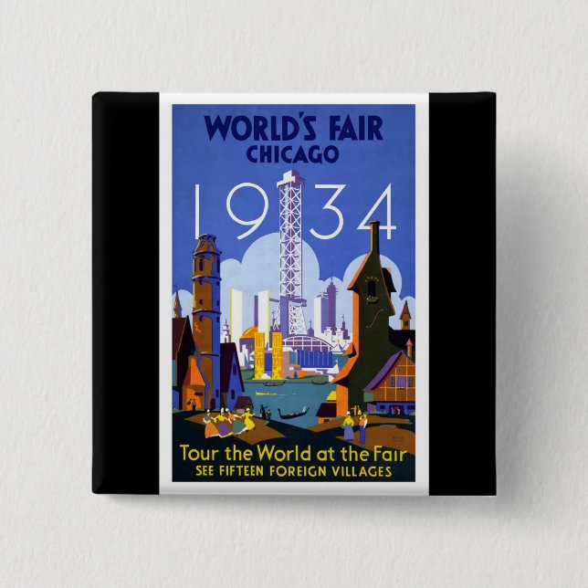 1934 Chicago World's Fair 15 Cm Square Badge (Front)