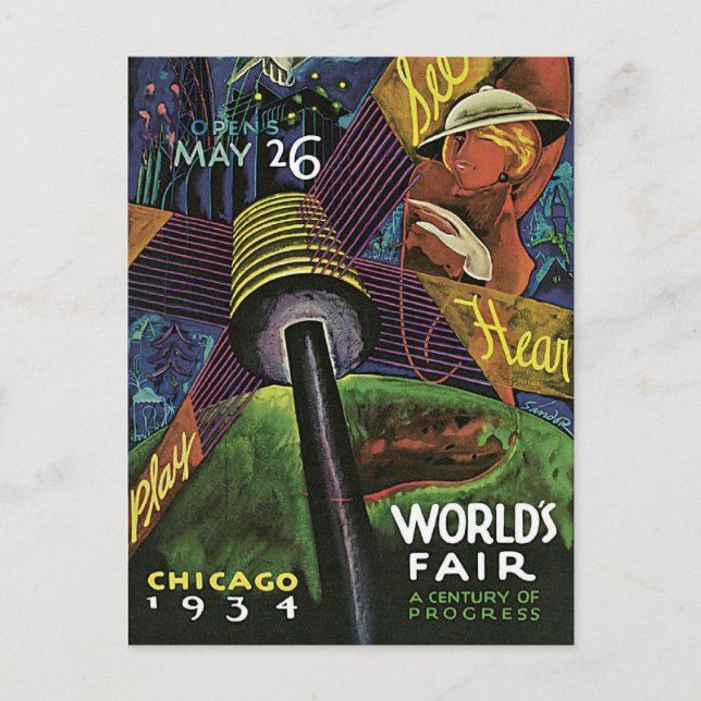 1934 Chicago World's Fair Vintage Postcard (Front)