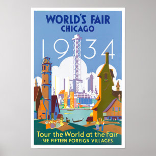 1934 Chicago World's Fair vintage travel poster