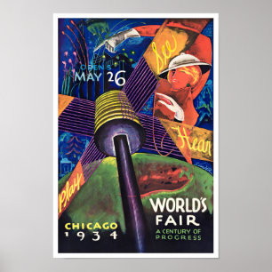 1934 Chicago World's Fair vintage travel poster
