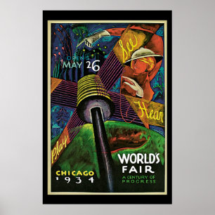 1934 Chicago World's Fair Vintage Travel Poster II