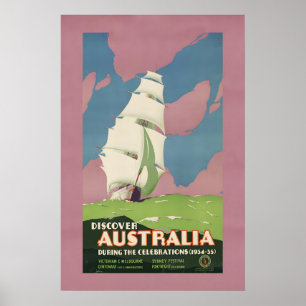 1934 Discover Australia Celebrations Vintage Style Poster