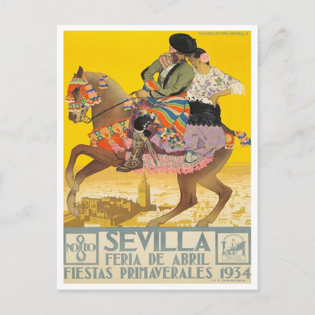 1934 Feria de Sevilla vintage Postcard (Front)