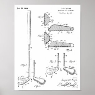 1934 Golf Club Head Patent Art Drawing Print