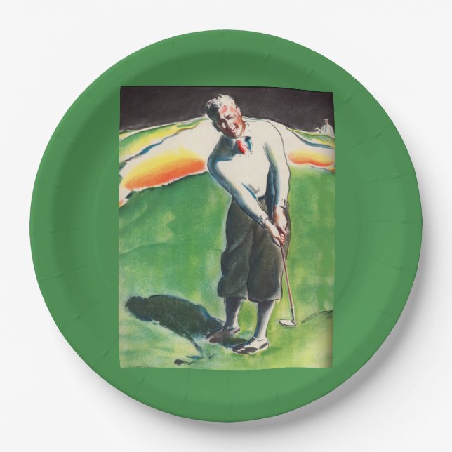 1934 golfing print paper plate (Front)