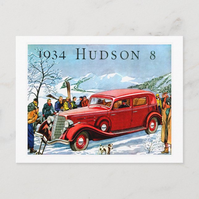 1934 Hudson 8 Vintage Automobile Advertisement Postcard (Front)