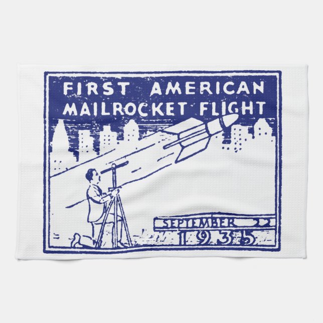 1935 American Rocket Mail Tea Towel (Horizontal)