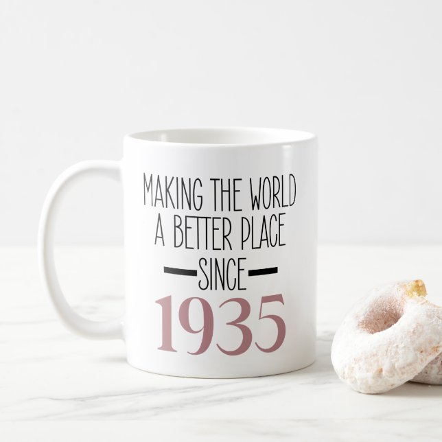 1935 Birthday 90th Years Old Gifts Women Coffee Coffee Mug (With Donut)