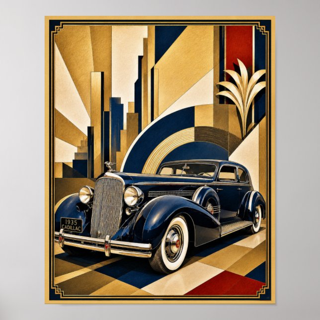 1935 Cadillac Art Deco Poster (Front)