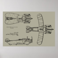 1935 Flying Car Boat Aeroplane Patent Drawing Prin