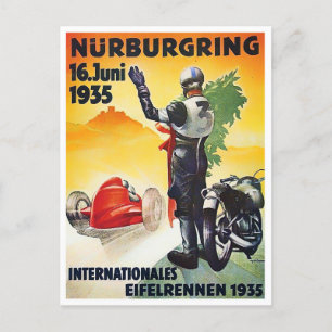 1935 Nurburgring Motor Race vintage racing Postcard