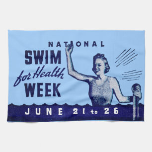 1935 Swim For Health Tea Towel