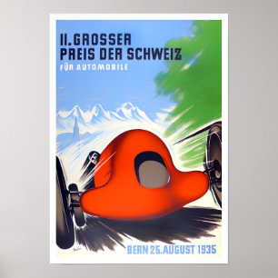 1935 Switzerland Grand Prix vintage racing Poster