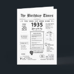 1935 The Year You Were Born Birthday Card<br><div class="desc">Step into a time capsule as you unveil our enchanting 1935 birthday card, overflowing with historical details, and significant milestones from yesteryears. Crafted especially for your cherished one's special day, this distinctive voyage through the 1930's guarantees to etch their birthday into memory. Bursting with intriguing trivia and snapshots of history,...</div>