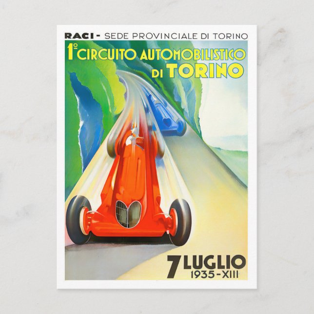 1935 Turin Grand Prix racing vintage Postcard (Front)