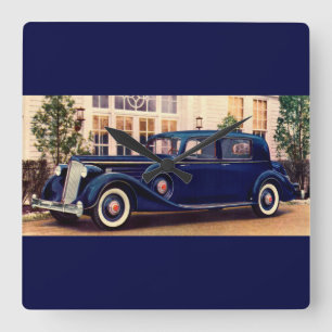 1936 blue Packard Square Wall Clock