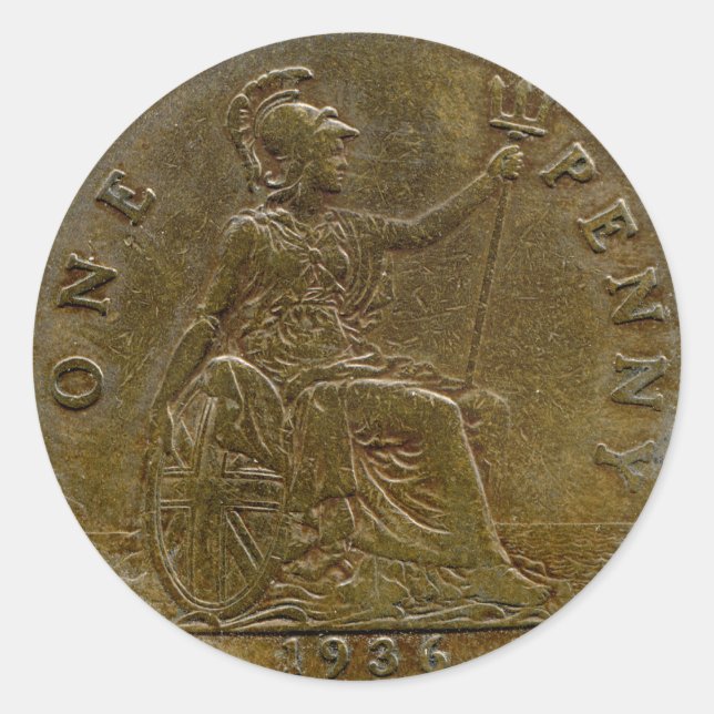 1936 British penny sticker (Front)