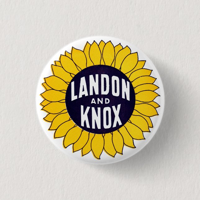 1936 Elect Landon and Knox 3 Cm Round Badge (Front)