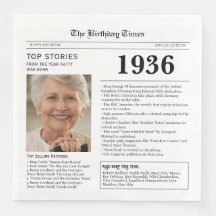 1936 Newspaper Birthday Paper Napkin