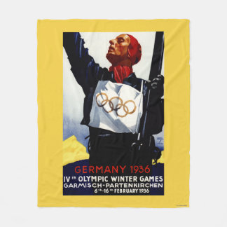 1936 Olympic Winter Games Advertisement Poster Fleece Blanket