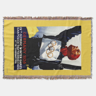 1936 Olympic Winter Games Advertisement Poster Throw Blanket