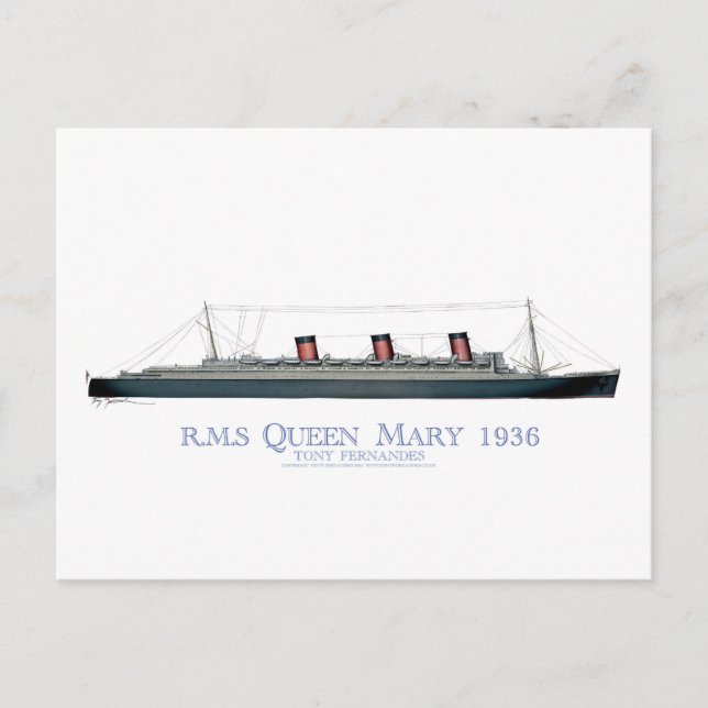1936 Queen Mary 1 Postcard (Front)