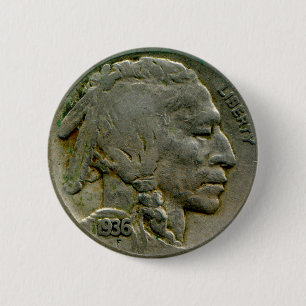 1936 US 'Buffalo' nickel heads button