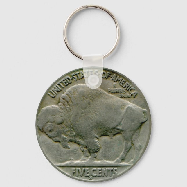 1936 US "Buffalo" nickel tails keychain (Front)