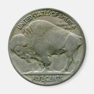 1936 US "Buffalo" nickel tails magnet
