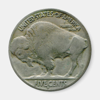 1936 US "Buffalo" nickel tails magnet