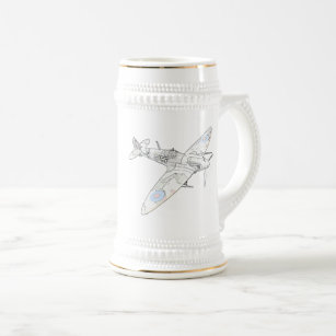 1936 WWII Spitfire Fighter Aircraft-colour Beer Stein