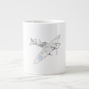 1936 WWII Spitfire Fighter Aircraft-colour Large Coffee Mug